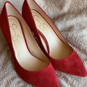 Jessica Simpson Pointed Toe Red Suede High…